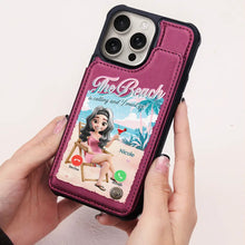 Load image into Gallery viewer, The Beach Is Calling - Personalized Leather Flip Wallet Phone Case Leather Flip Wallet Phone Case PopCulturePrints

