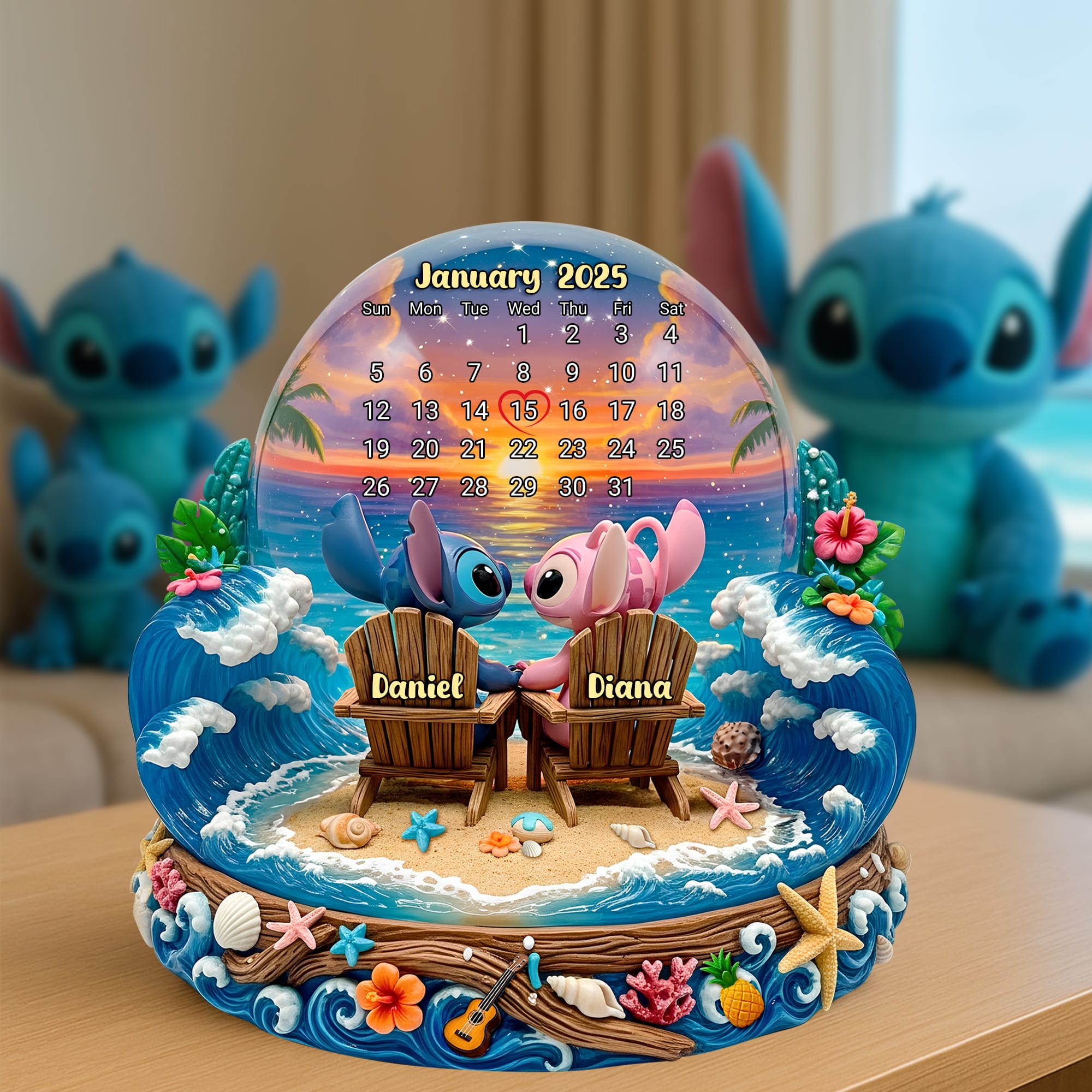 ‘Together at the Beach’ - Cartoon Beach Couple Acrylic Plaque - Personalized Gift for Couples, Friends, and Loved Ones Shaped Plaques PopCulturePrints