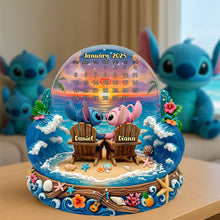 Load image into Gallery viewer, ‘Together at the Beach’ - Cartoon Beach Couple Acrylic Plaque - Personalized Gift for Couples, Friends, and Loved Ones Shaped Plaques PopCulturePrints
