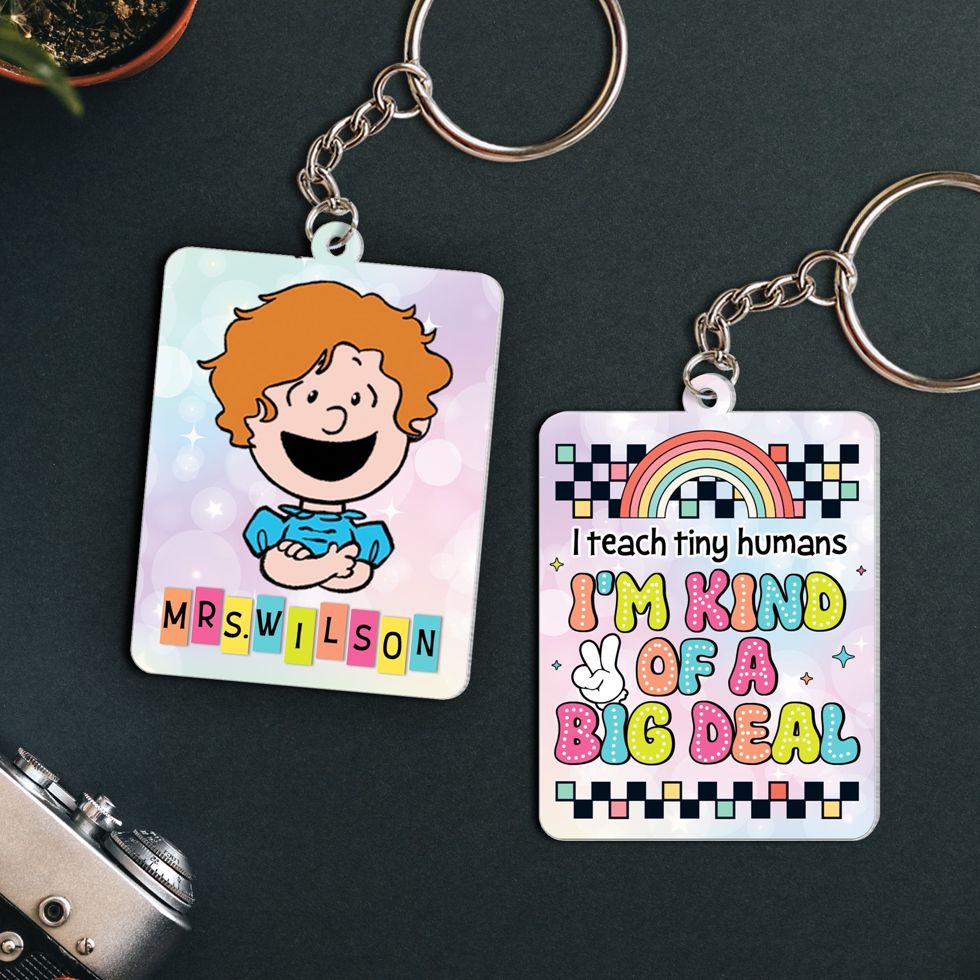 Personalized Teacher Keychain - Custom Name & Fun Quote