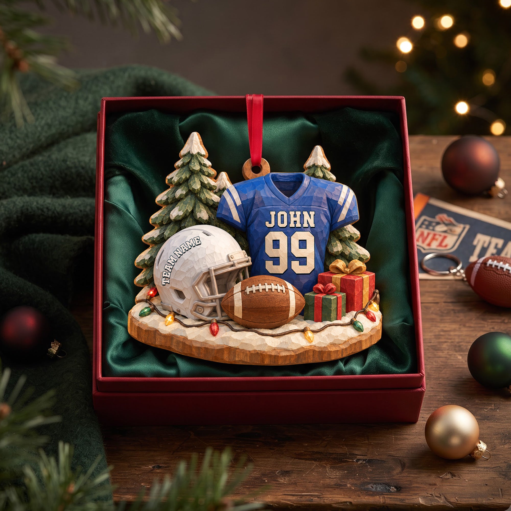 Tackle Season Wood Effect Ornament, Personalized Gifts For Sport Lovers 02qhlu141026 Ornament PopCulturePrints