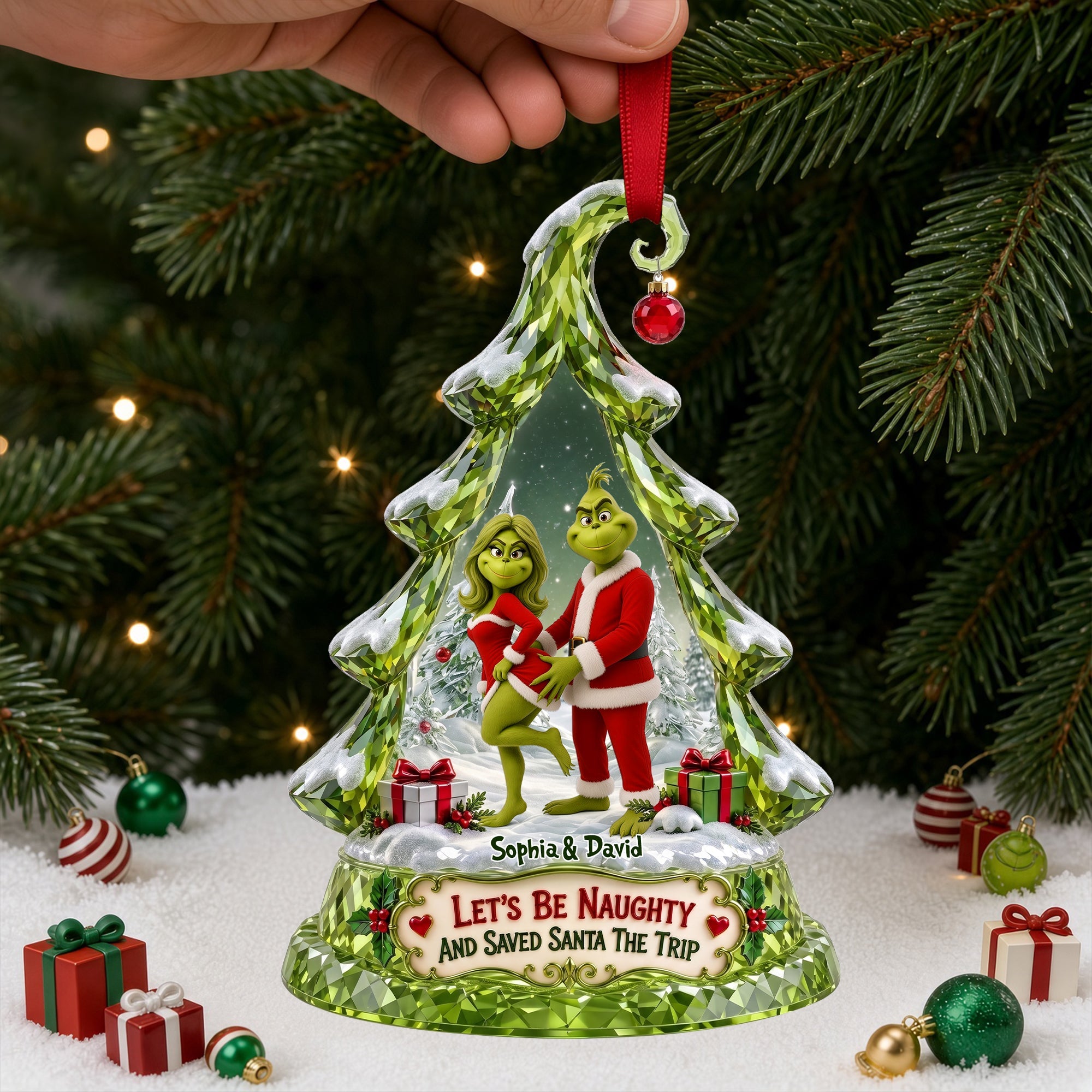 Let's Be Naughty - Playful Couple Ornament - Personalized Christmas Gift