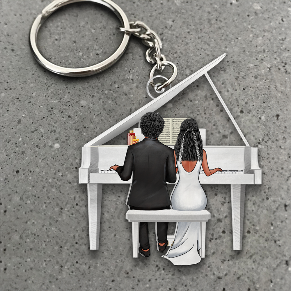 Personalized Pianist Couple Keychain - Custom Gift for Music Lovers Keychains PopCulturePrints