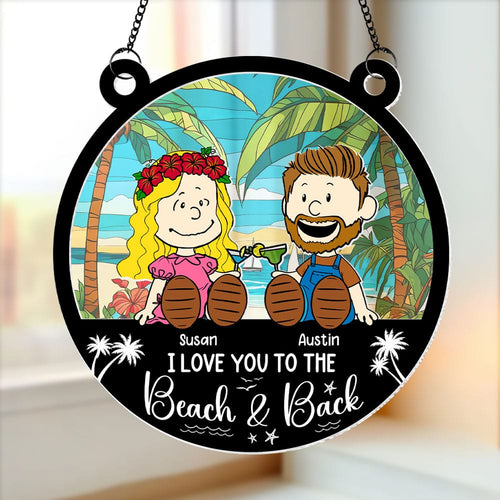 Personalized Couple Suncatcher Ornament - Beach & Back Theme Ornament PopCulturePrints