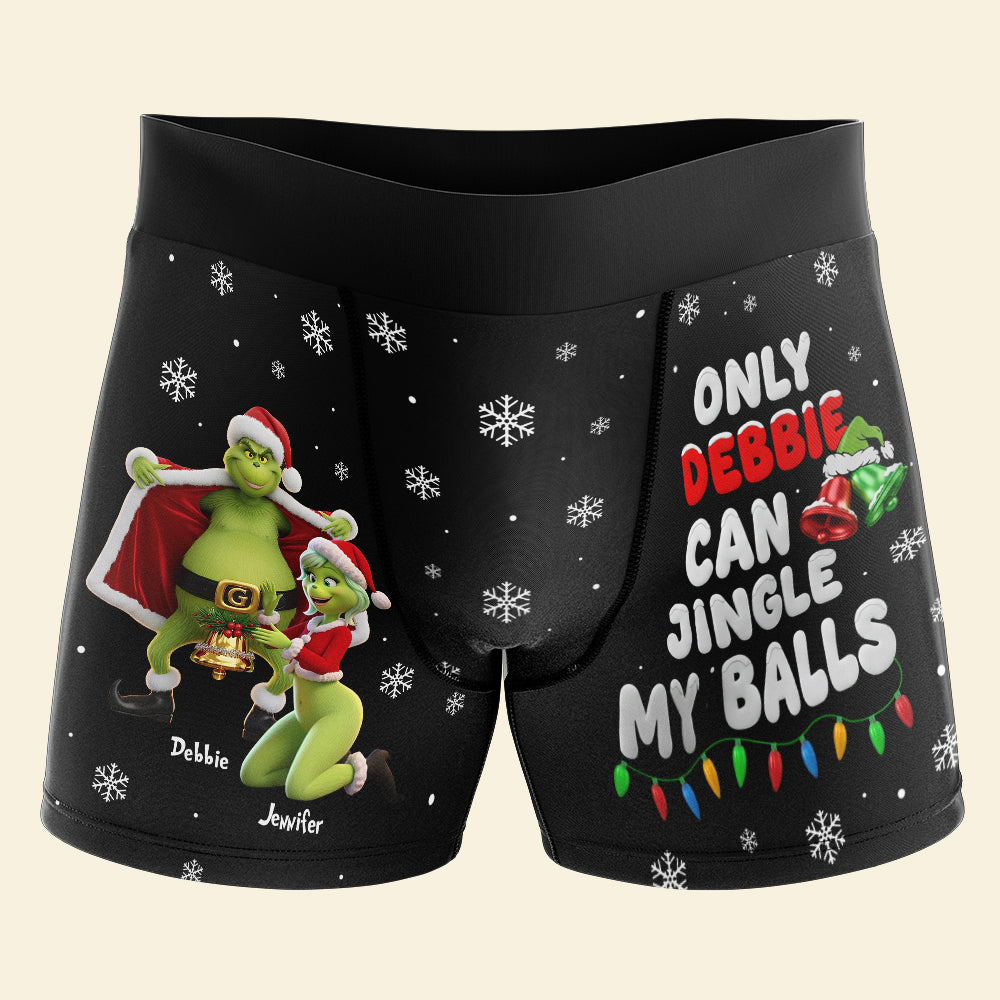 Only Debbie Can Jingle My Balls - Naughty Couple Men's Boxers - Personalized Christmas Gifts Boxer Briefs PopCulturePrints