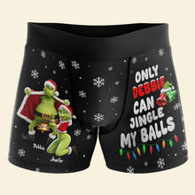 Load image into Gallery viewer, Only Debbie Can Jingle My Balls - Naughty Couple Men's Boxers - Personalized Christmas Gifts Boxer Briefs PopCulturePrints
