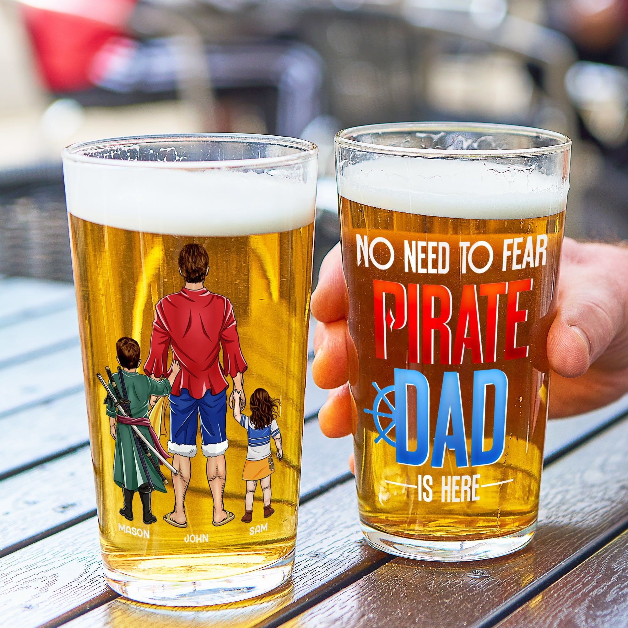 Personalized Pirate Dad Beer Glass - Father's Day Gift Beer Glasses PopCulturePrints