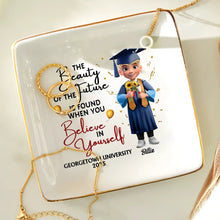 Load image into Gallery viewer, The Beauty of the Future is Found When You Believe in Yourself - Personalized Ring Dish - Gifts for Mom, Grandma, and Graduates Ring Dish PopCulturePrints
