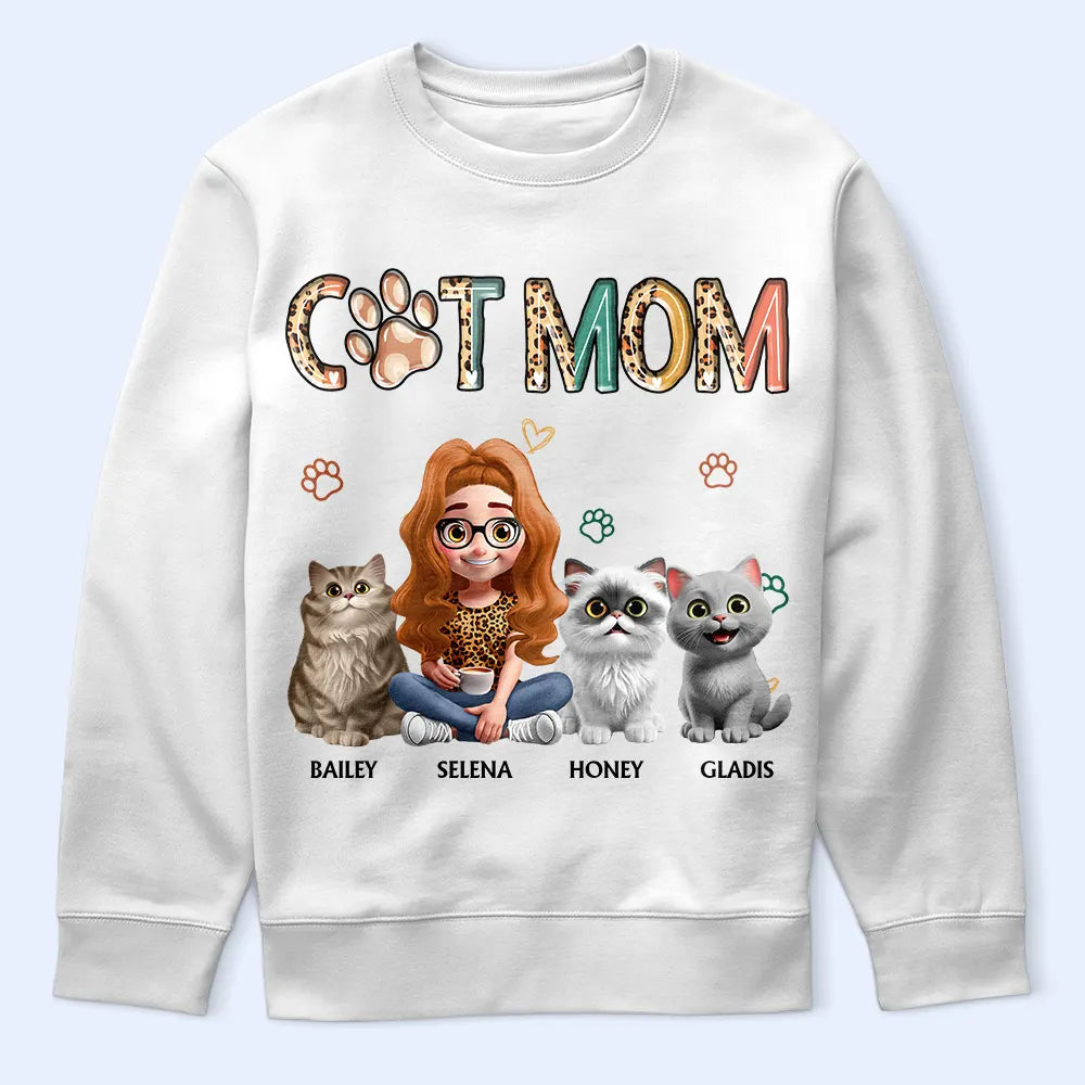 Cat Mom Funny Cat - Personalized T-Shirt for Loving Cat Moms T-shirt PopCulturePrints