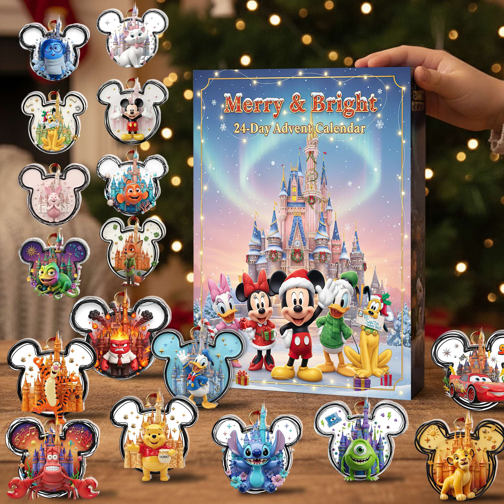 Merry & Bright Christmas Advent Calendar – Customizable Gift for Disney Fans Advent Calendar PopCulturePrints