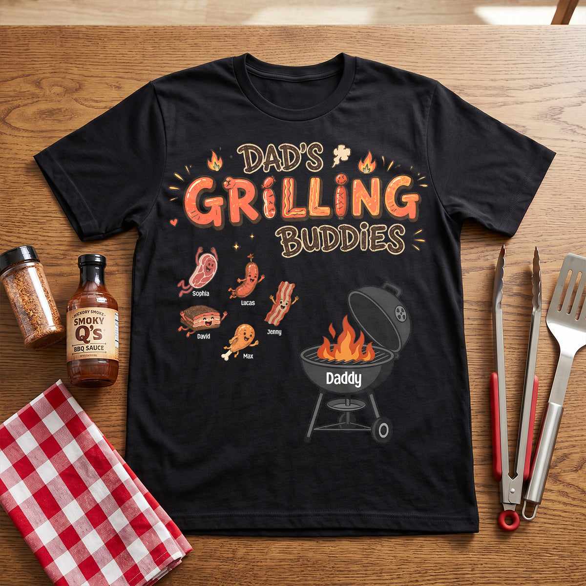 Dad's Grilling Buddies Shirt - Personalized Gift for Grilling Dads Shirts PopCulturePrints