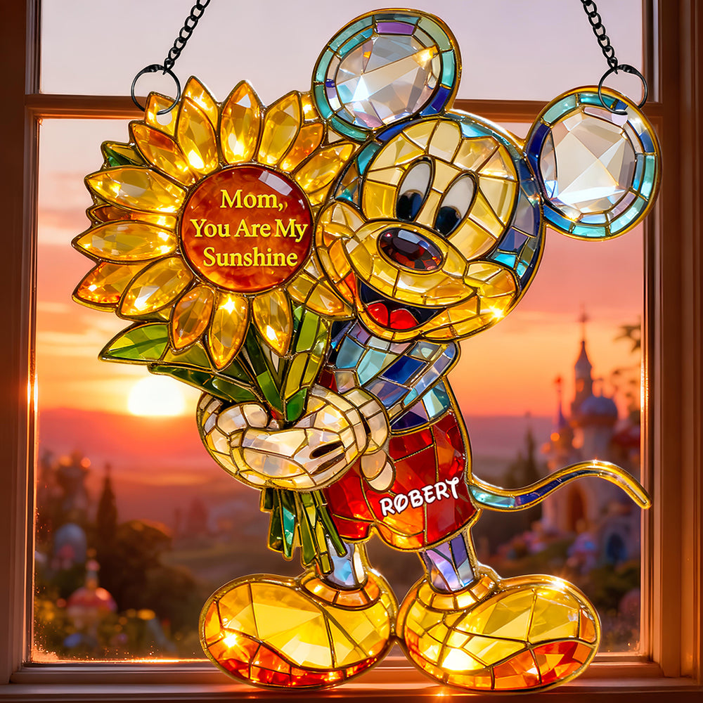 "Mom, You Are My Sunshine" - Personalized Sunflower Suncatcher Ornament for Mother's Day Gifts Ornament PopCulturePrints