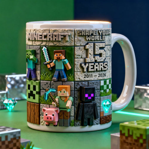 Shape Your World Anniversary Coffee Mug - Personalized Minecraft Gift for Gamers Coffee Mug PopCulturePrints