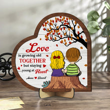 Load image into Gallery viewer, Personalized Couples Wooden Sign - Love is Growing Old Together Wood Sign PopCulturePrints
