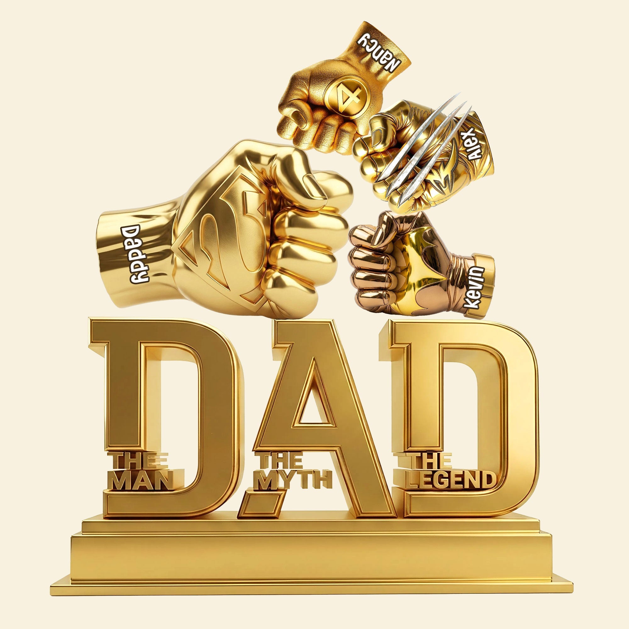 “The Man, The Myth, The Legend” - Power Fist Acrylic Plaque - Personalized Gift for Dads Shaped Plaques PopCulturePrints