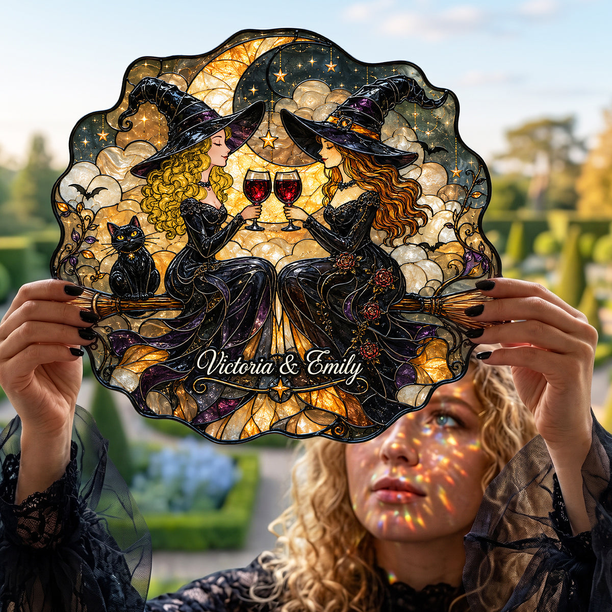 Witch Besties – Personalized Suncatcher Ornament for Friends