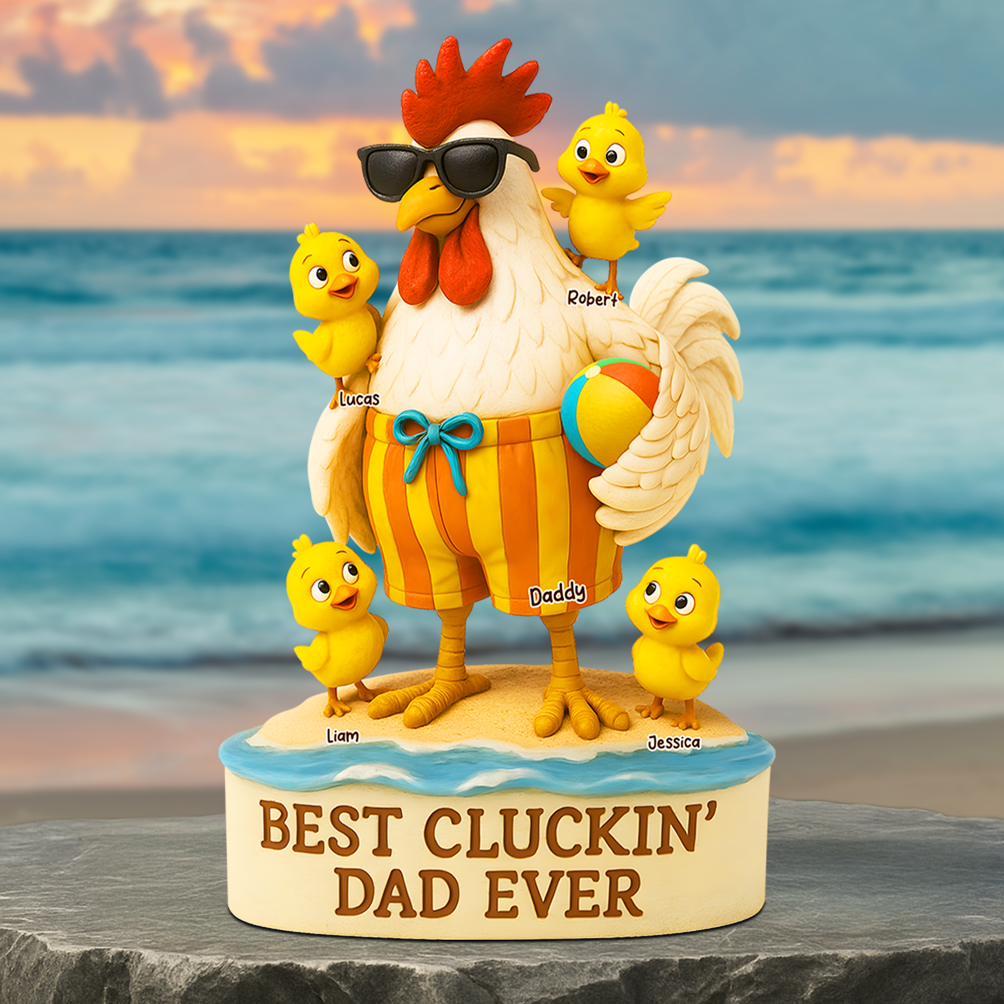 "Best Cluckin' Dad Ever" - Personalized Rooster Dad Plaque - Gift for Dad, Grandpa & More Shaped Plaques PopCulturePrints