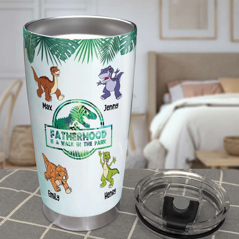 Custom Dinosaur Family Tumbler - Fatherhood Edition