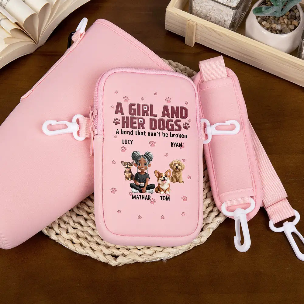 "A Girl And Her Dog: A Bond That Can't Be Broken" - Personalized Bottle Carrier Bag - Perfect Gift for Dog Lovers Bottle Carrier Bag PopCulturePrints