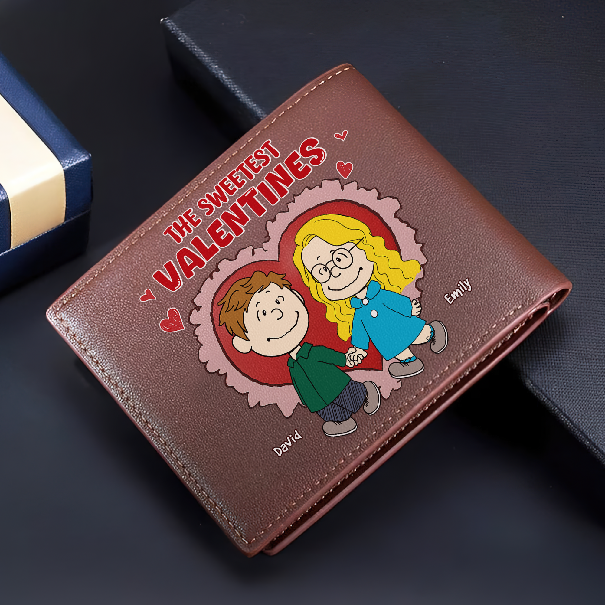 Personalized PU Leather Wallet for Couples - Sweetest Valentines Leather Wallet PopCulturePrints