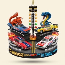 Load image into Gallery viewer, &quot;Rev Up Your Holiday Spirit!&quot; - Festive Rivalry Christmas Ornament - Personalized Gifts for Drag Racing Enthusiasts Ornament PopCulturePrints
