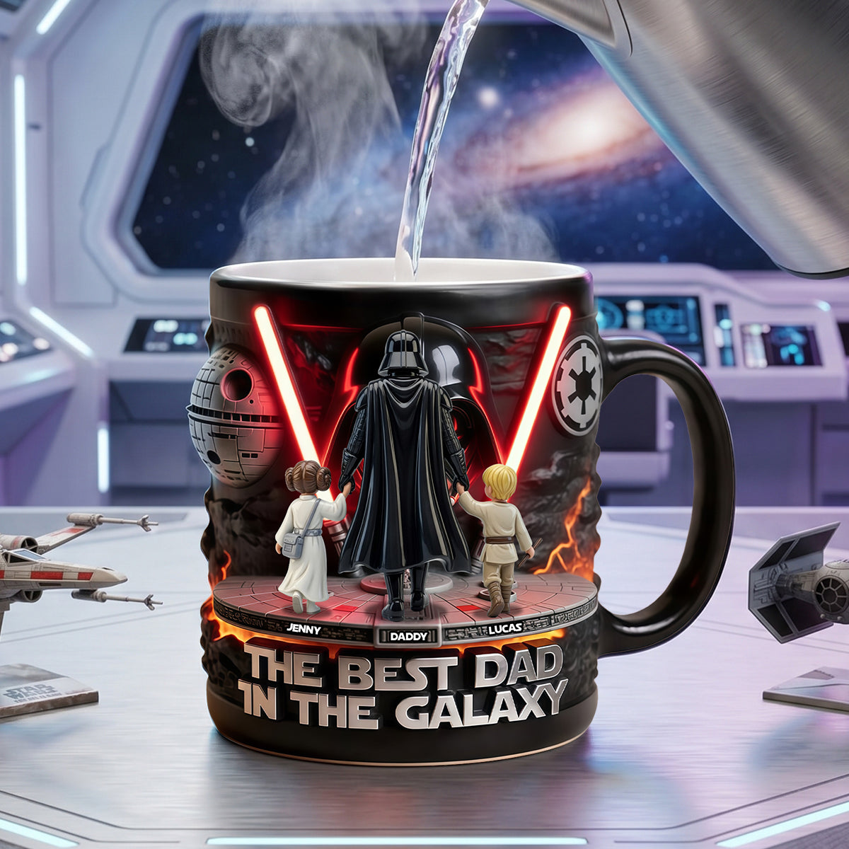 The Best Dad in the Galaxy Magic Mug - Custom Gifts for Dad, Grandpa, and More Coffee Mug PopCulturePrints