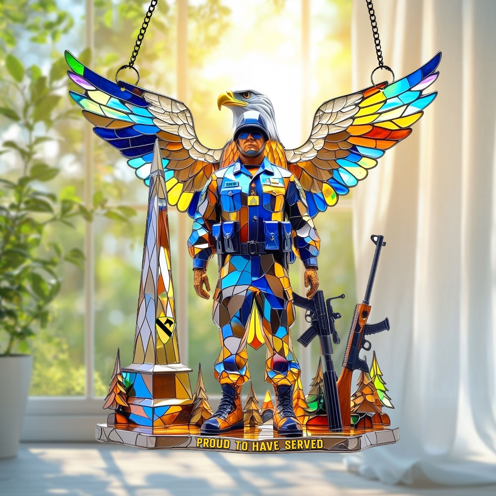 "Proud to Have Served" - Personalized Veteran Suncatcher - Thoughtful Gift for Veterans, Soldiers, and Loved Ones Ornament PopCulturePrints