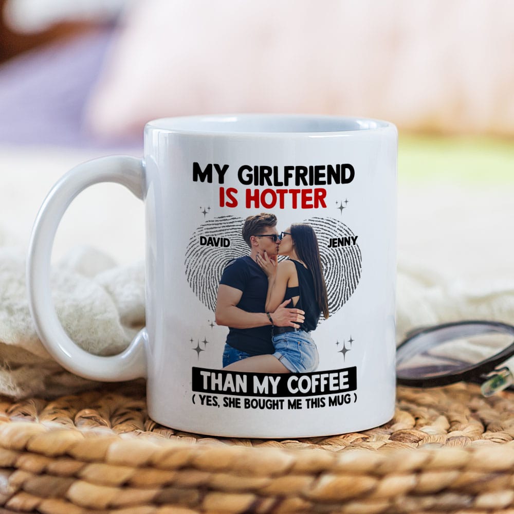 Personalized 'Hotter Than Coffee' Girlfriend Mug - Custom Gift for Couples