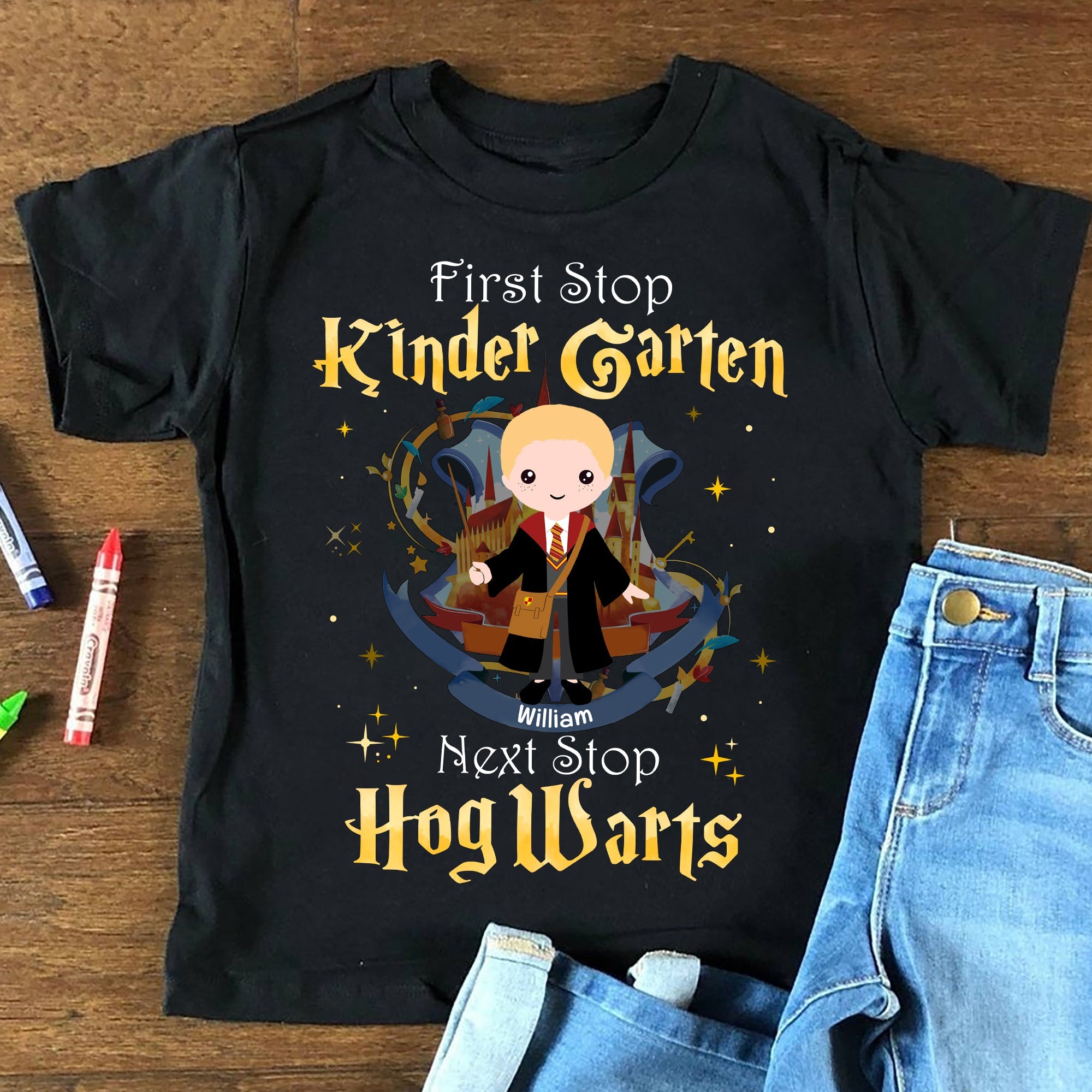 Personalized Harry Potter-Themed First Day of Kindergarten T-Shirt