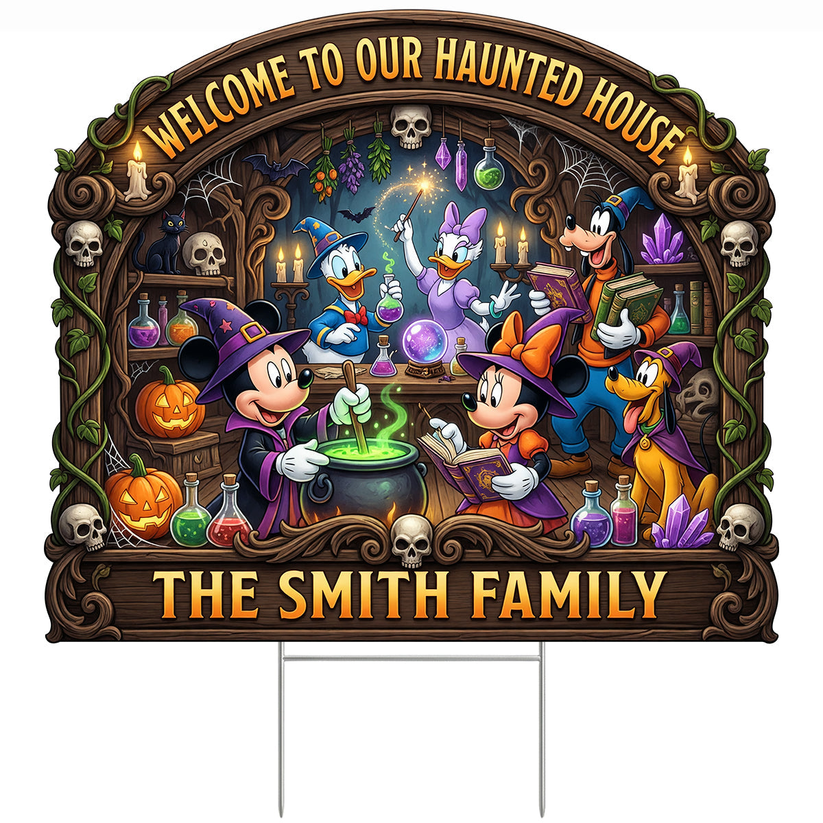 Welcome To Our Haunted Crew - Personalized Yard Sign for Spooky Families