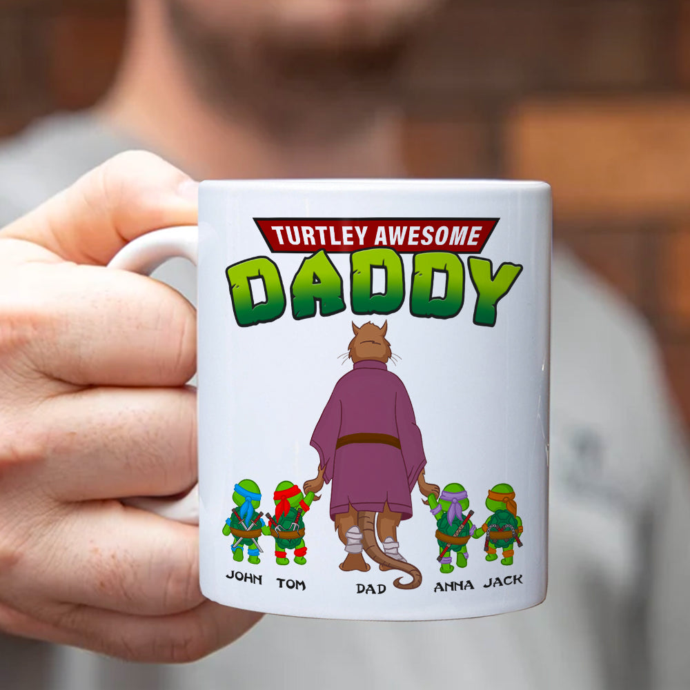 Personalized Turtley Awesome Daddy Coffee Mug Coffee Mug PopCulturePrints
