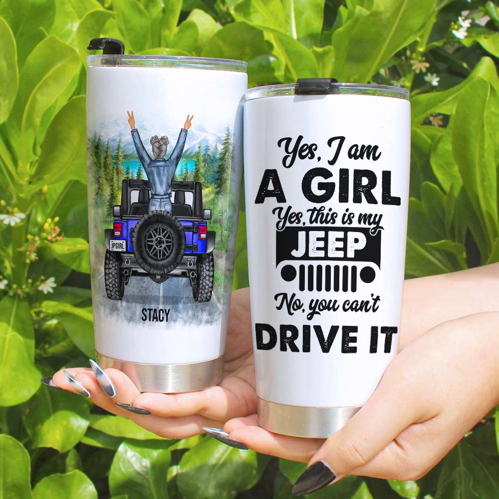 Personalized Adventure Girl Jeep Tumbler