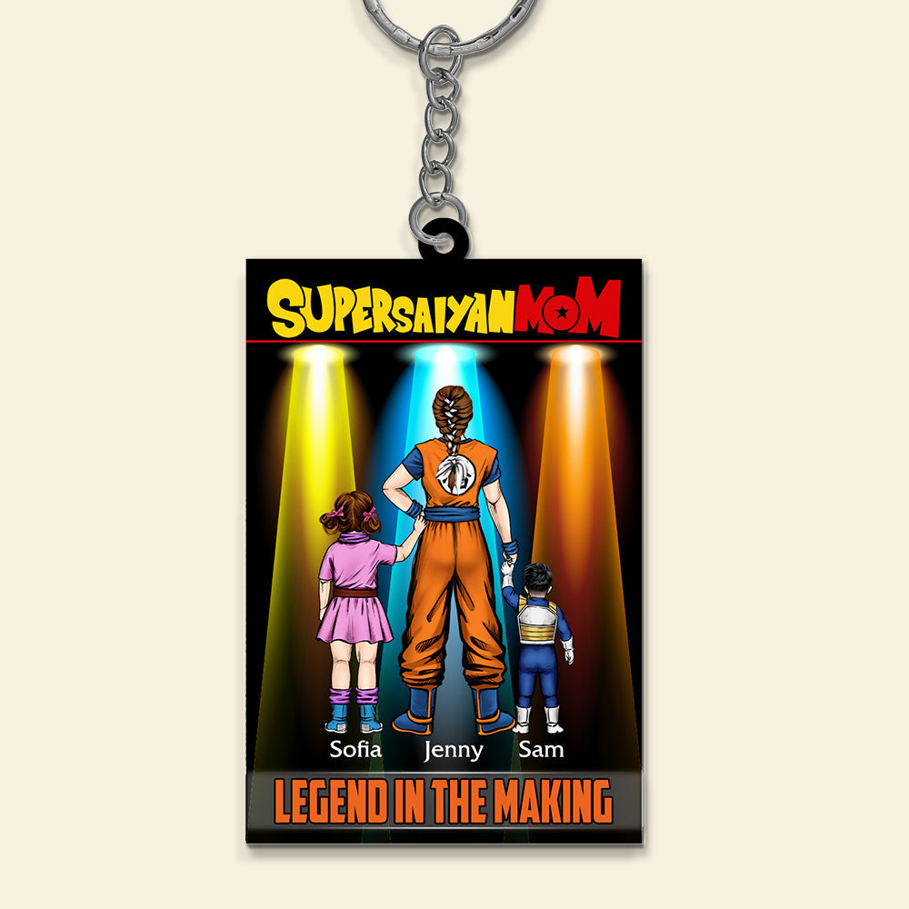 Super Saiyan Mom Personalized Keychain - Custom Gift for Mother's Day Keychains PopCulturePrints