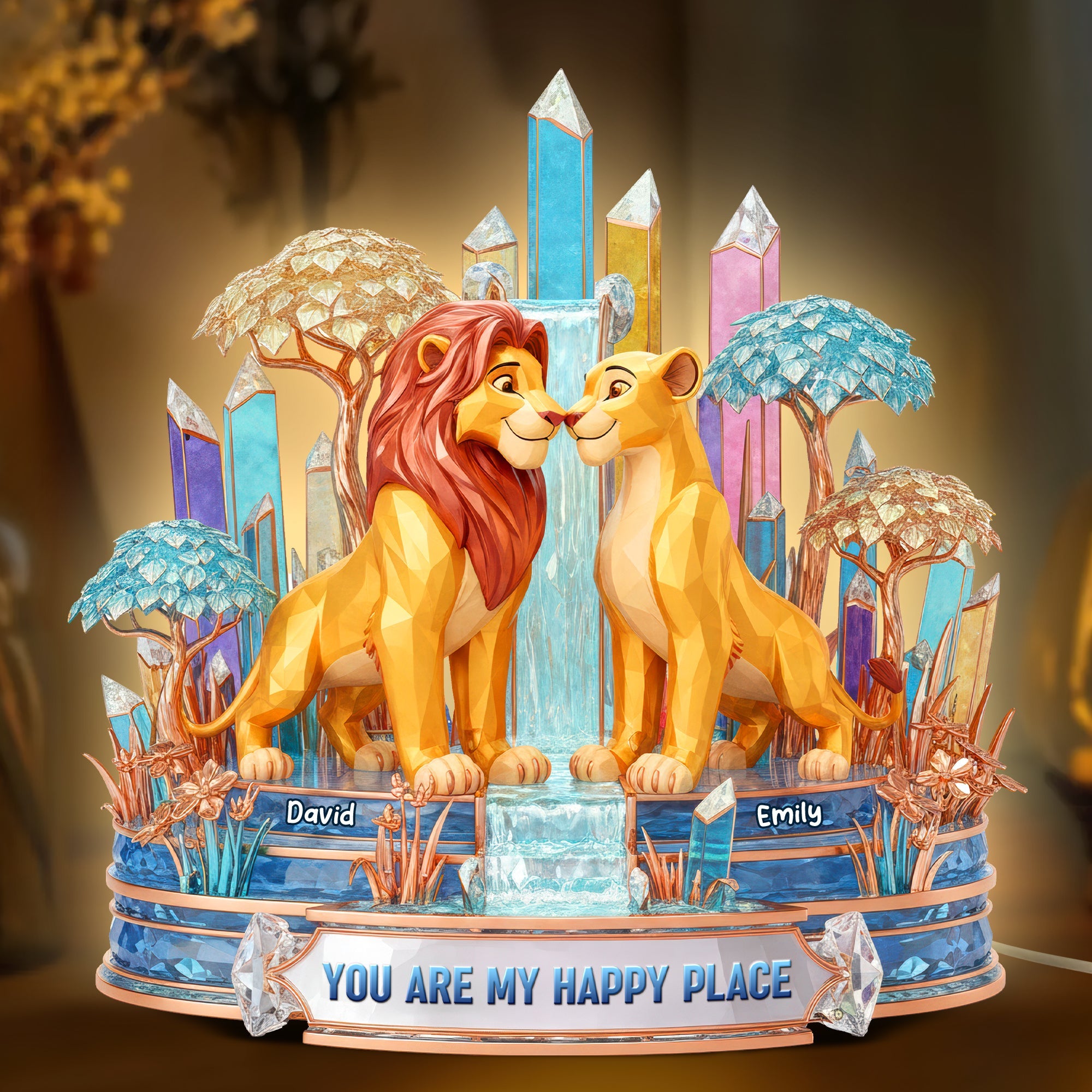 You Are My Happy Place - Personalized Romantic Couple Acrylic Light Box Light Box PopCulturePrints