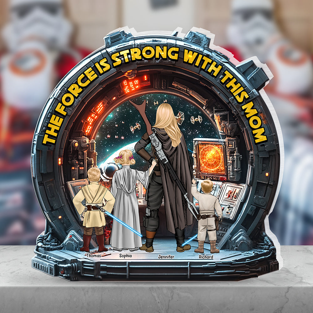 The Force is Strong With This Mom - Personalized Gift for Mom, Custom Plaque Shaped Plaques PopCulturePrints