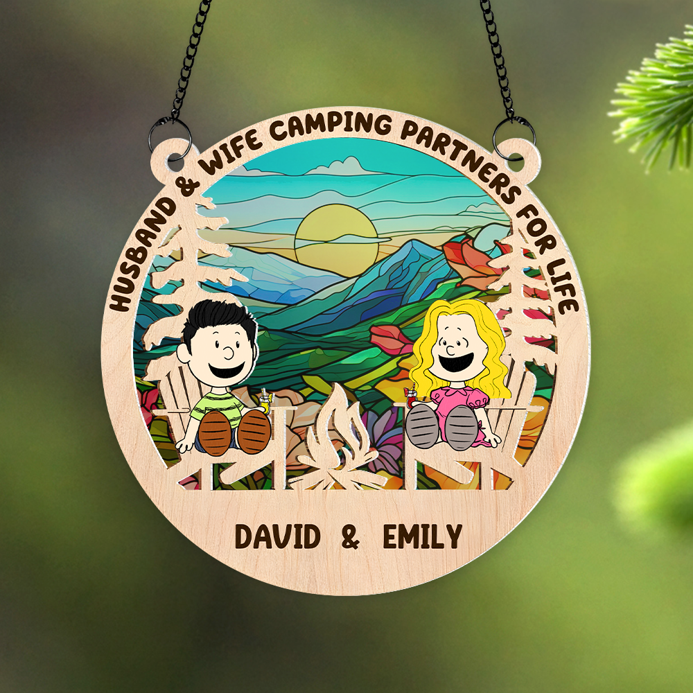 Custom Camping Suncatcher Ornament for Couples | Unique Valentine's Day Gifts Ornament PopCulturePrints