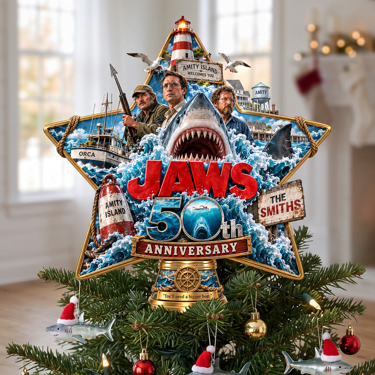 “You'll need a bigger boat!” - Personalized Jaws 50th Anniversary Tree Topper