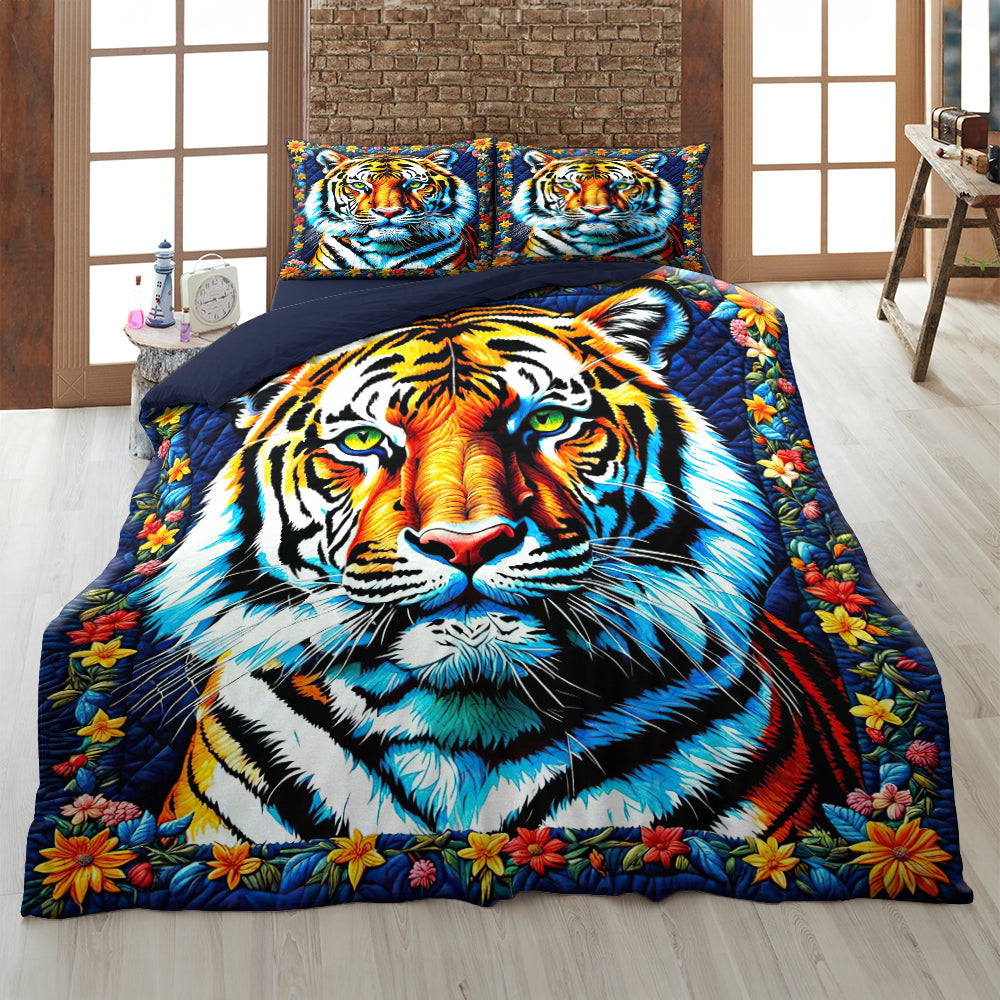 Majestic Tiger Quilt Bed Set - Vibrant Personalized Bedding Blanket PopCulturePrints