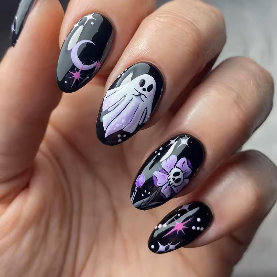 “Get Ready for Spooky Vibes!” - Cute Halloween Nails - 24Pcs Personalized Nail Set PopCulturePrints