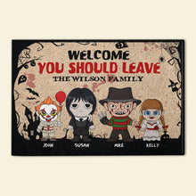 Load image into Gallery viewer, Personalized Horror Family Doormat - Welcome, You Should Leave Doormat PopCulturePrints
