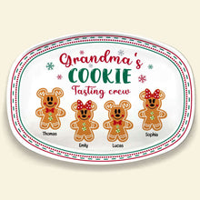 Load image into Gallery viewer, Personalized Grandma&#39;s Cookie Tasting Crew Plate - Custom Gingerbread Grandkids Christmas Gift
