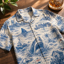 Load image into Gallery viewer, "You're Gonna Need A Bigger Boat" - Unique Toile De Jouy Hawaiian Shirt - Personalized Gift for Beach Lovers, Adventurers, and Movie Buffs Hawaiian Shirts PopCulturePrints
