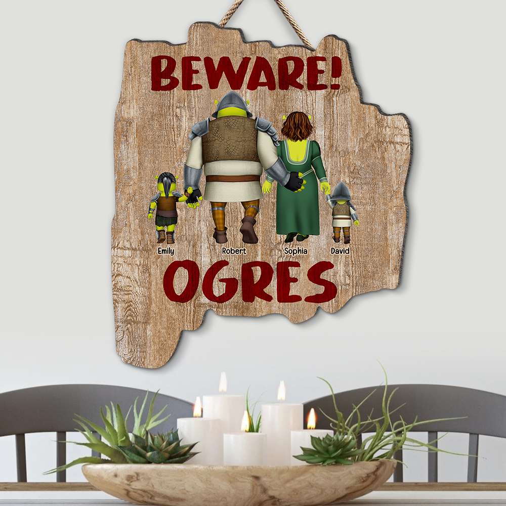 Personalized Family Beware Ogre Welcome Sign Wood Sign PopCulturePrints