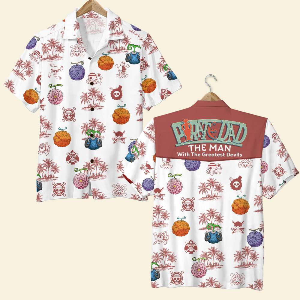 Pirate Dad Hawaiian Shirt with Devil Fruits Design Hawaiian Shirts PopCulturePrints