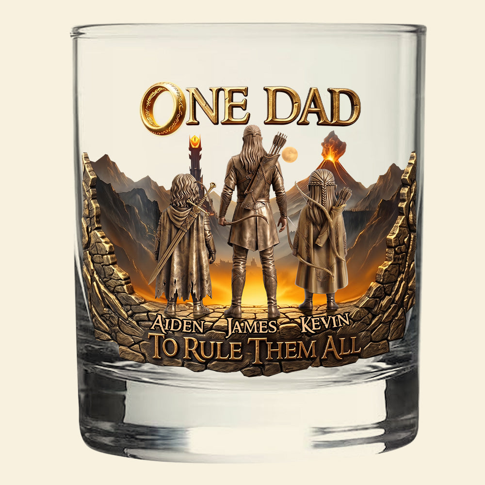 One Dad To Rule Them All - Personalized Round Glass for Dads Glass PopCulturePrints