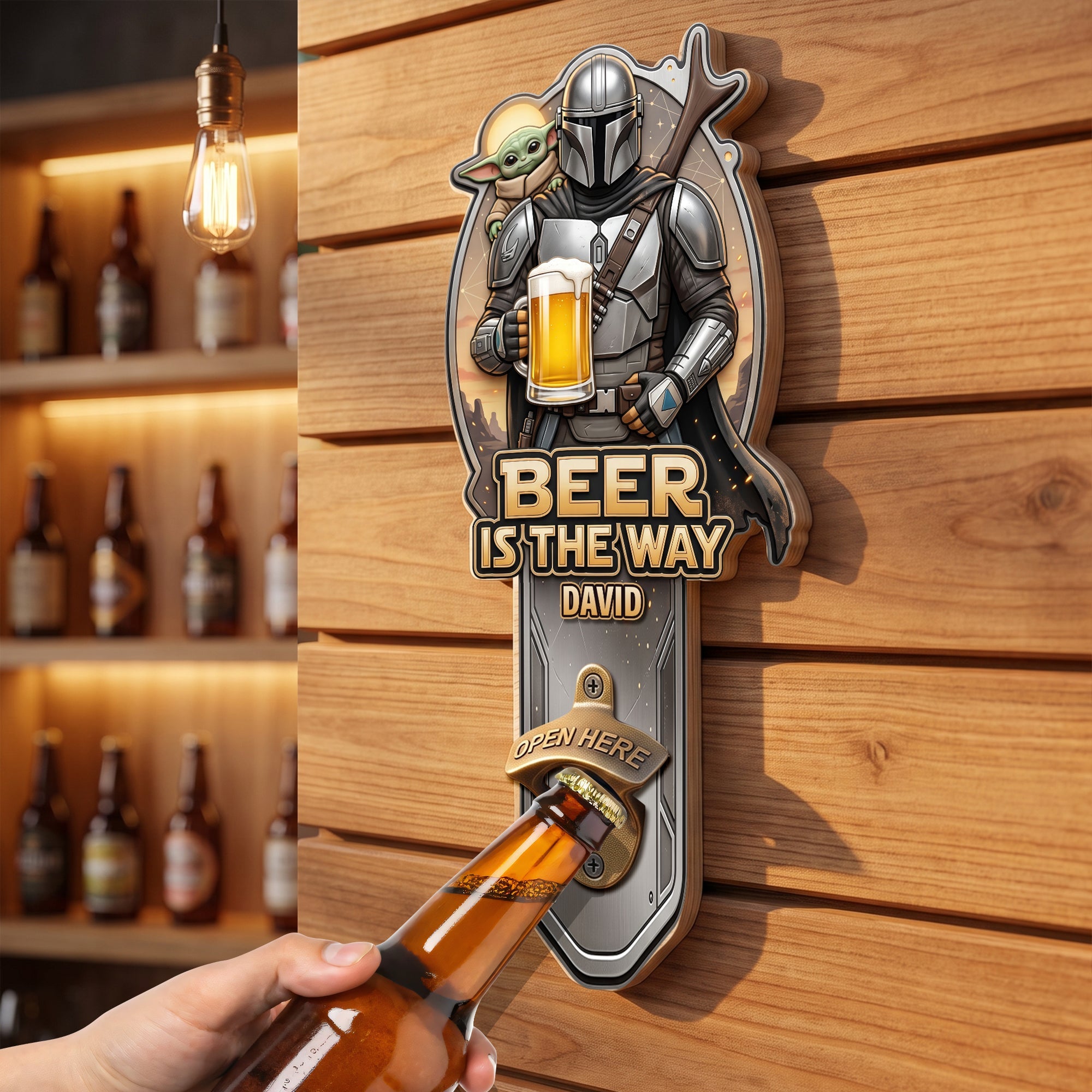 Beer Is The Way Adventure Warrior Wall Hanging Bottle Opener - Personalized Gift for Gamers, Movie Lovers, and Unique Home Decor