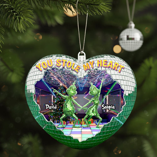 You Stole My Heart - Personalized Couple Disco Christmas Ornament Ornament PopCulturePrints