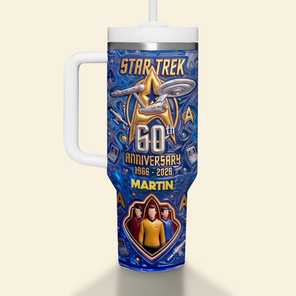 "Celebrate 60 Years of Adventure!" - 60th Anniversary Space Journey Tumbler - Personalized Gift for Star Trek Fans