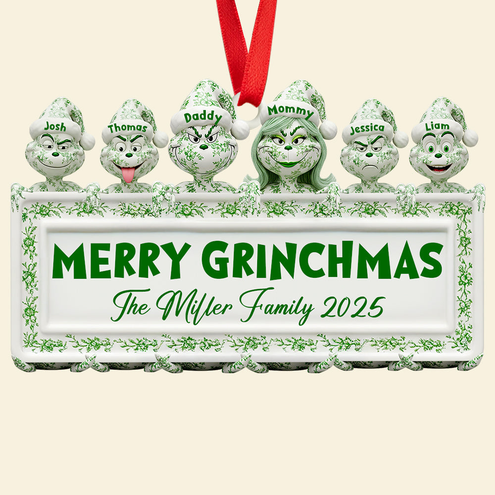 Merry Grinchmas Family Ornament - Personalized Gift for Christmas Lovers Ornament PopCulturePrints