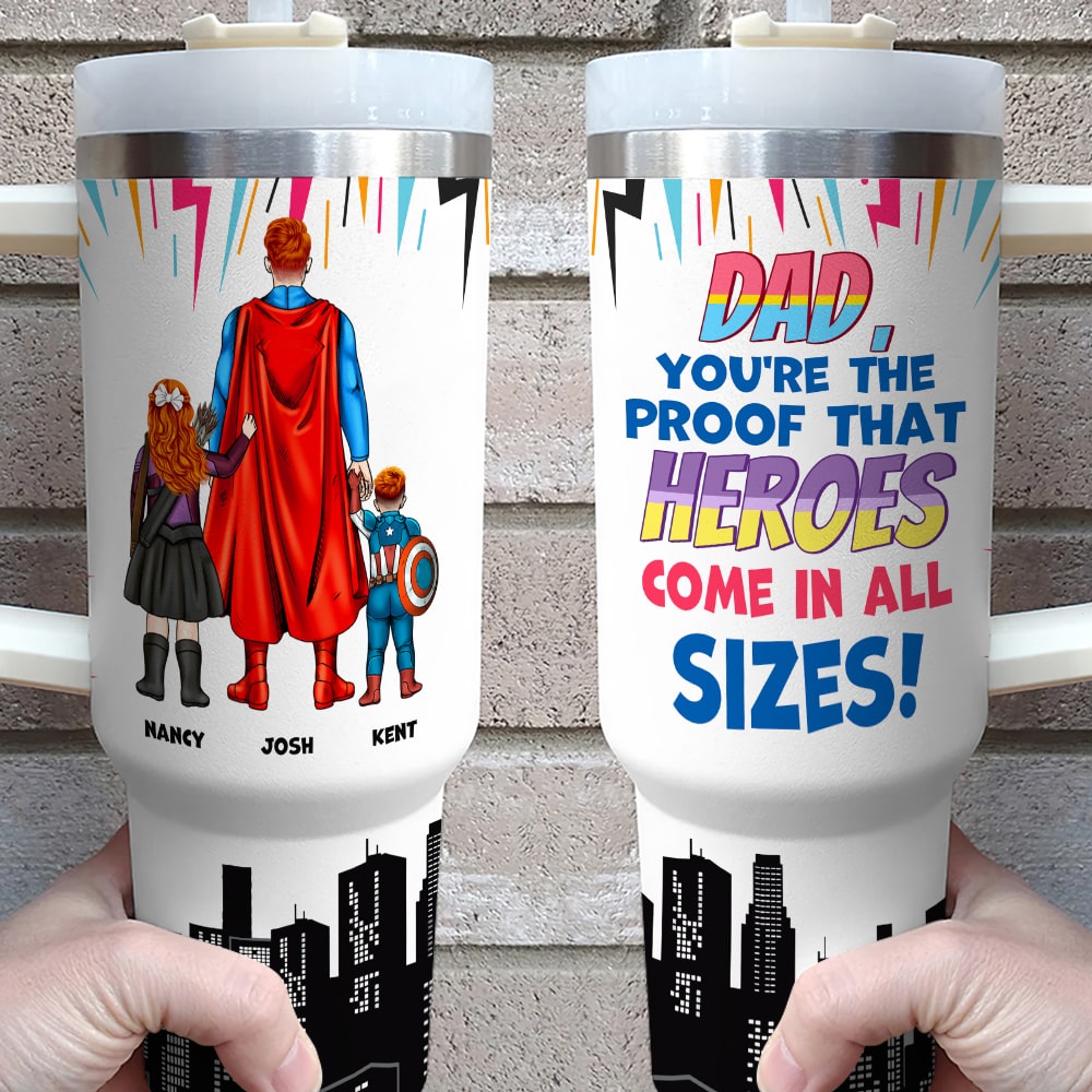 Personalized Super Dad Tumbler - Custom Father's Day Gift Tumbler Cup PopCulturePrints
